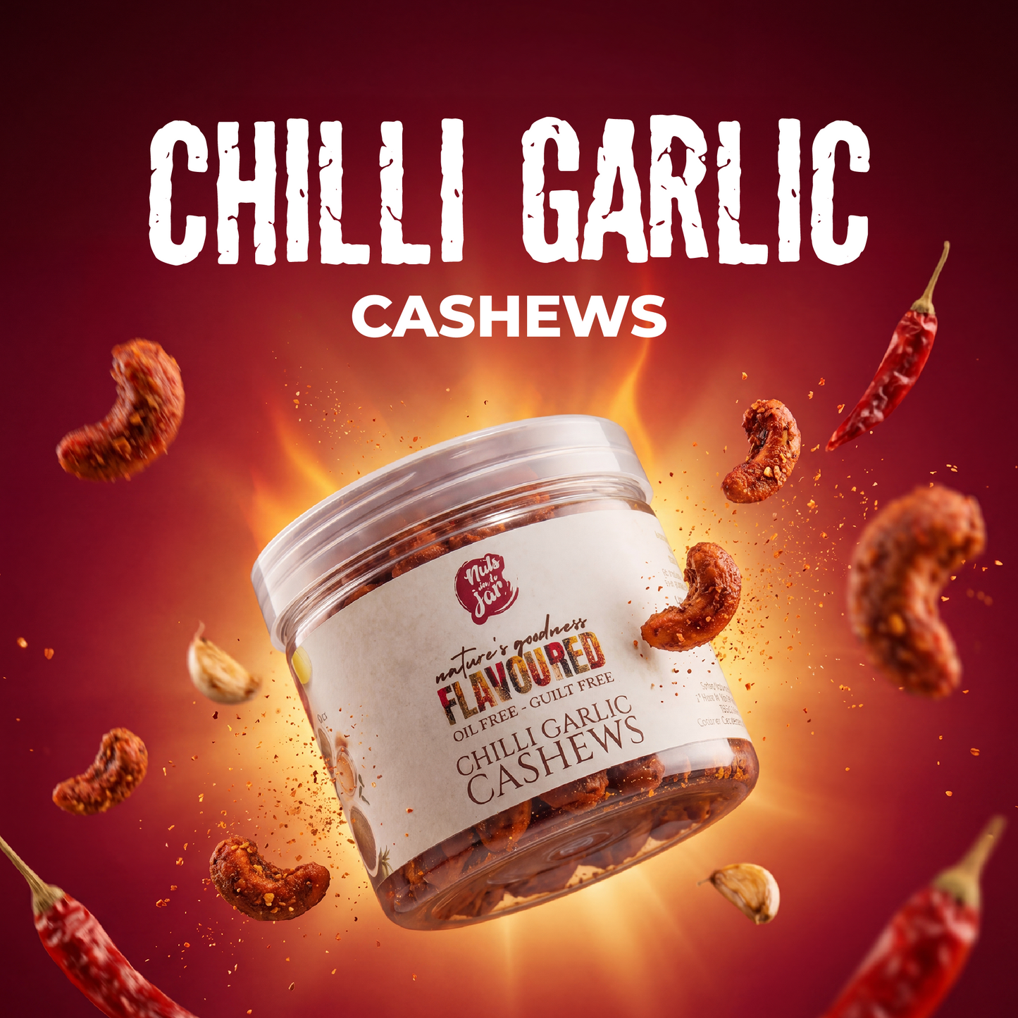Flavoured Premium Chilli Garlic Cashews 250 Grams