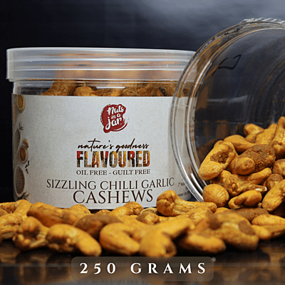 Oil Free Flavoured sizzling Chilli Garlic Cashews 250 Grams Oil Free Flavoured sizzling Chilli Garlic Cashews 250 Grams
