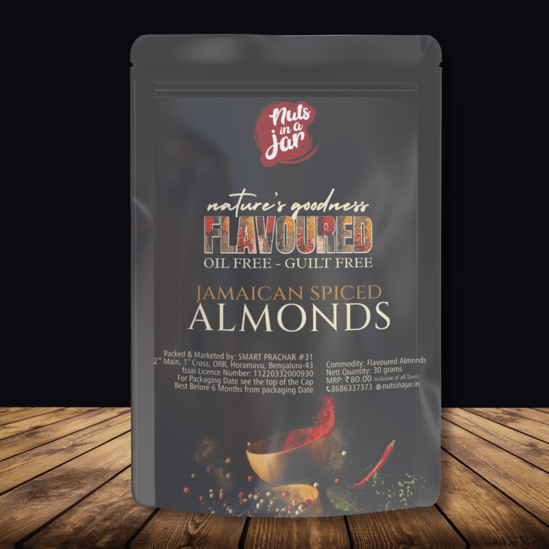 Ek Muthi Dryfruits Oil Free Flavoured Jamaican Spiced Almonds 30 Grams Ek Muthi Dryfruits Oil Free Flavoured Jamaican Spiced Almonds 30 Grams