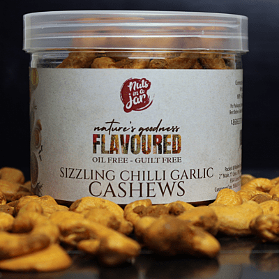 Oil Free Flavoured sizzling Chilli Garlic Cashews 250 Grams Oil Free Flavoured sizzling Chilli Garlic Cashews 250 Grams