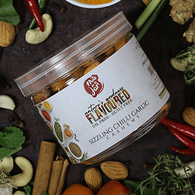 Oil Free Flavoured sizzling Chilli Garlic Cashews 250 Grams Oil Free Flavoured sizzling Chilli Garlic Cashews 250 Grams